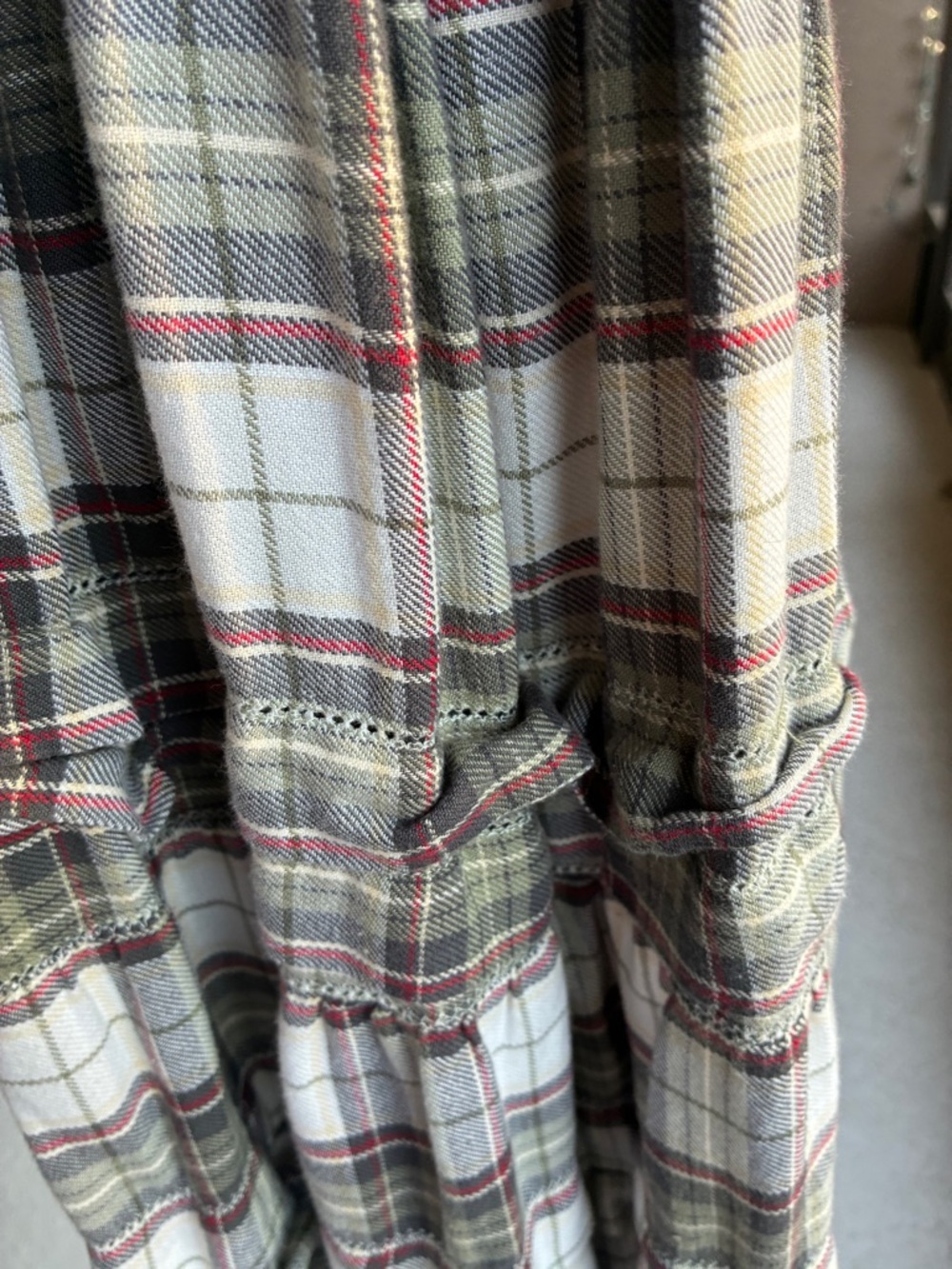 Basin + Range Organic Cotton Plaid Tiered Midi "Ranch" Farmhouse Dress - Picture 4 of 10